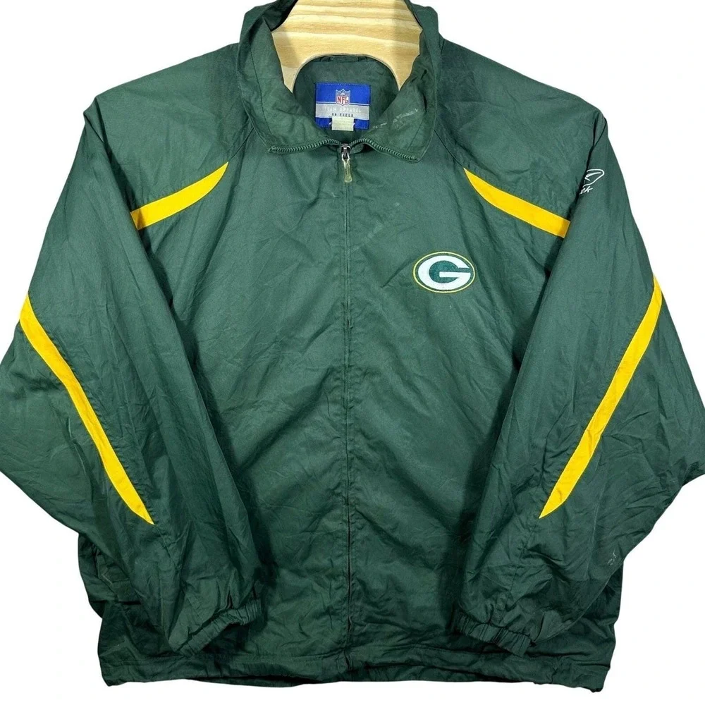 Vintage 90s Reebok Green Bay‎ Packers Windbreaker Jacket Men's XL On Field